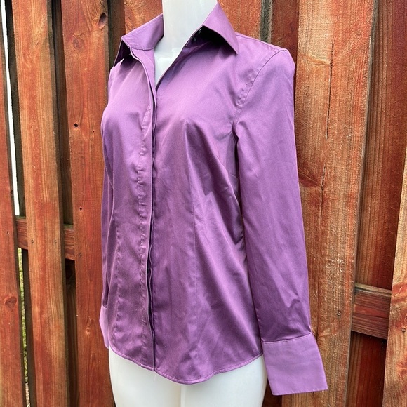 Banana Republic Elegant Purple Women's Button Down Shirt Size 6 Stretch - Picture 4 of 12